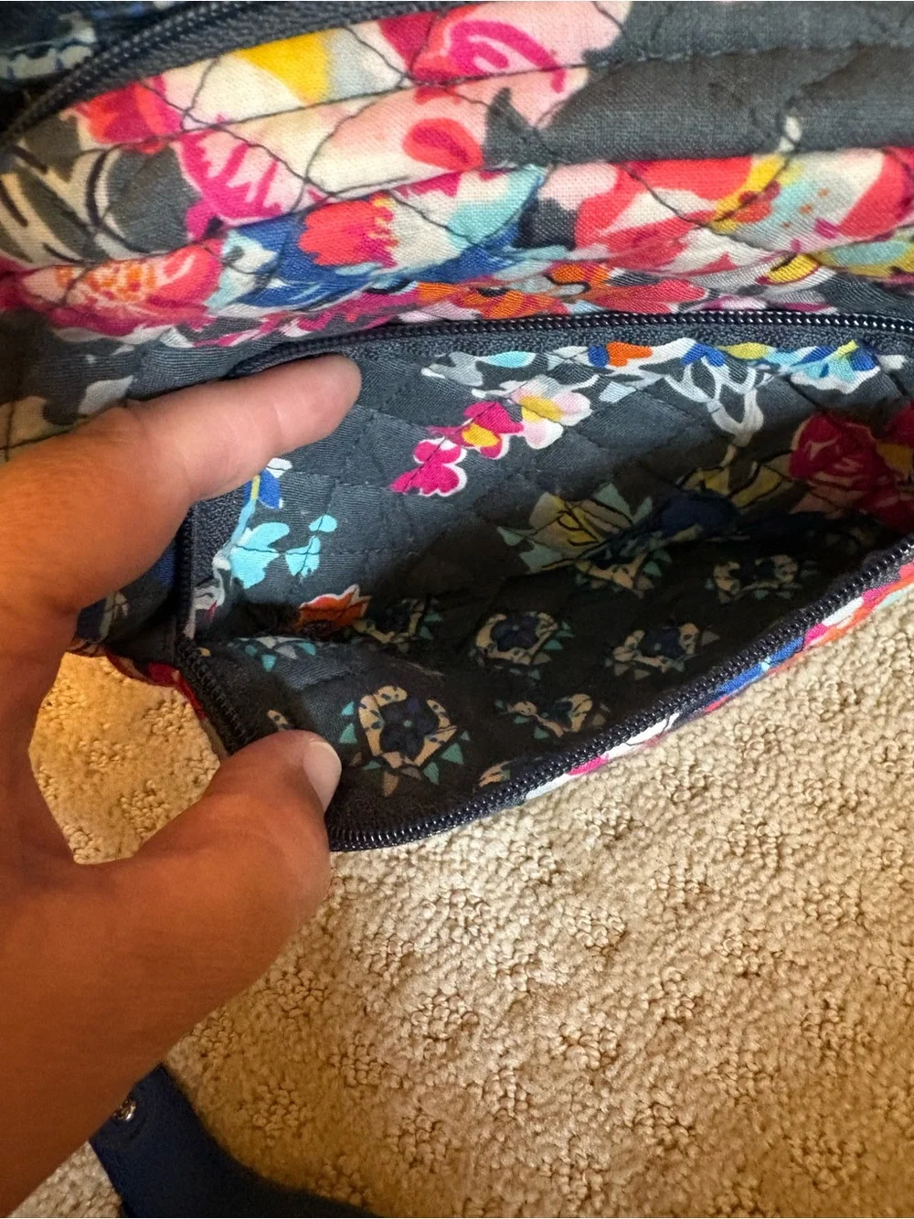 Vera Bradley Pretty Posies Quilted Floral Zippered Cosmetic Bag